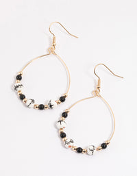Black Ceramic Beaded Wire Drop Earrings - link has visual effect only