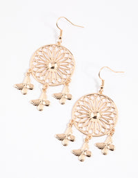 Gold Boho Dreamcatcher Drop Earrings - link has visual effect only