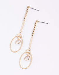 Gold Cupchain Open Diamante Drop Earrings - link has visual effect only