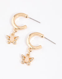 Gold Encrusted Butterfly Huggie Earrings - link has visual effect only