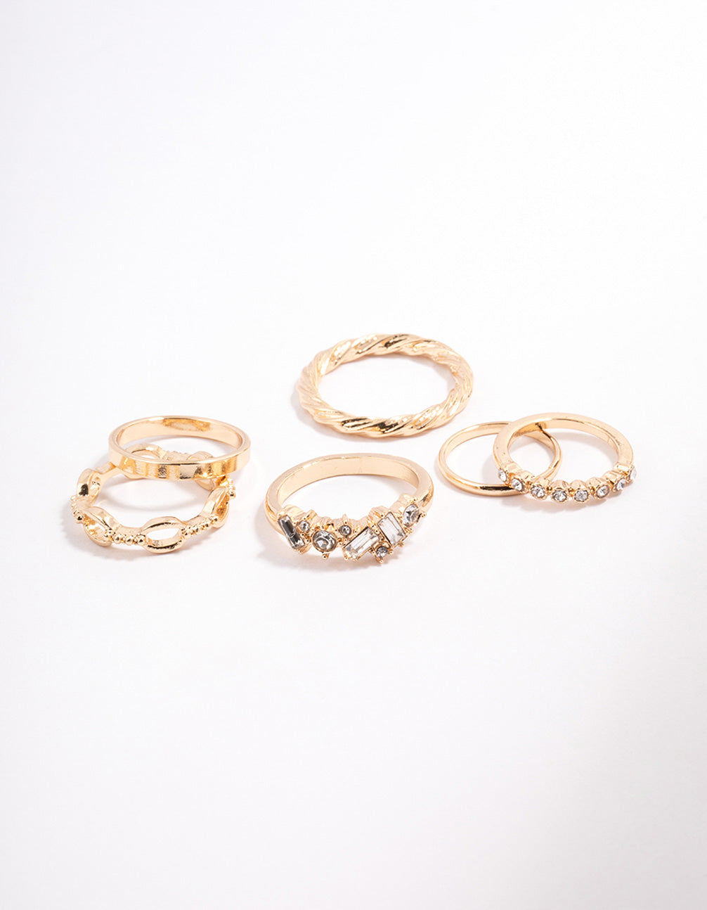 Gold Mixed Stone Cluster Ring 6-Pack