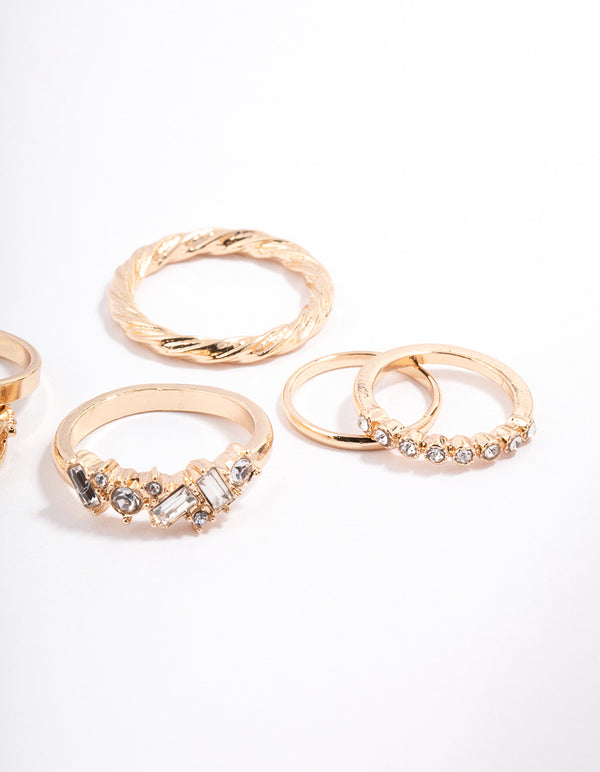 Gold Mixed Stone Cluster Ring 6-Pack