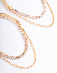 Gold Hammered Double Chain Drop Earrings - link has visual effect only