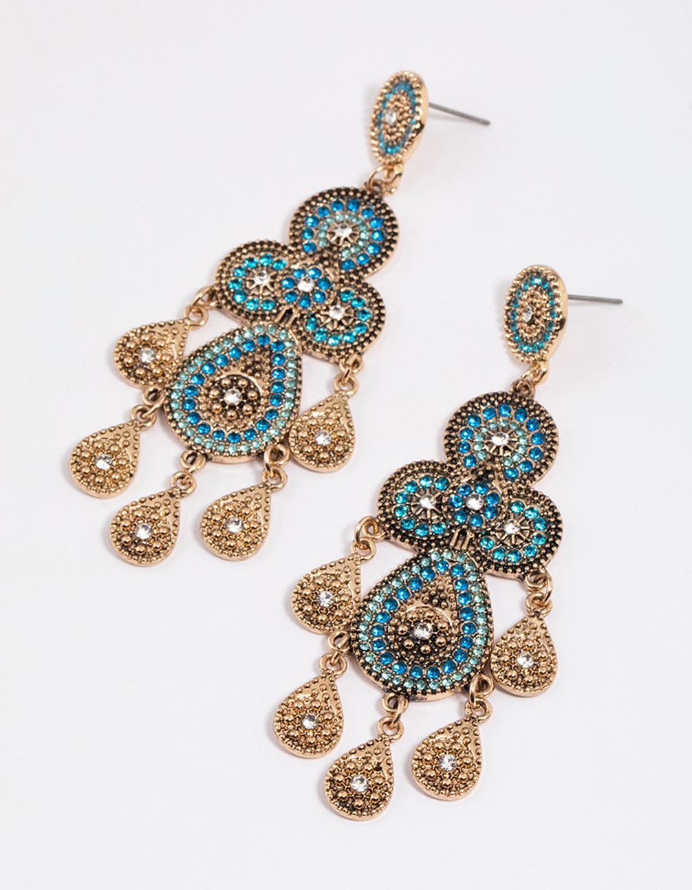 Gold Beaded Set Drop Earrings