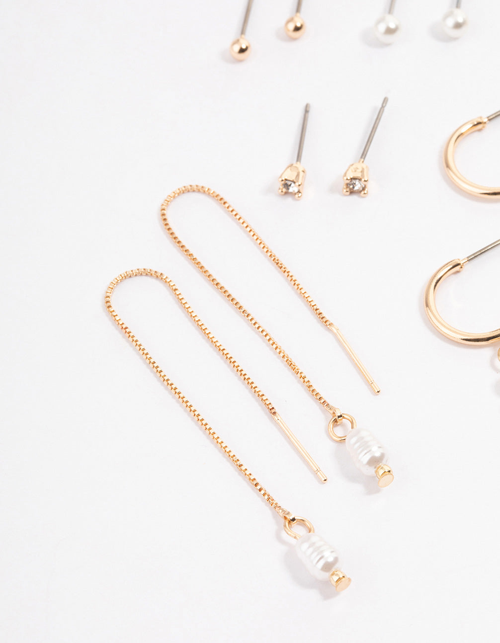 Gold Pearl Threader Multi-Pack Earrings