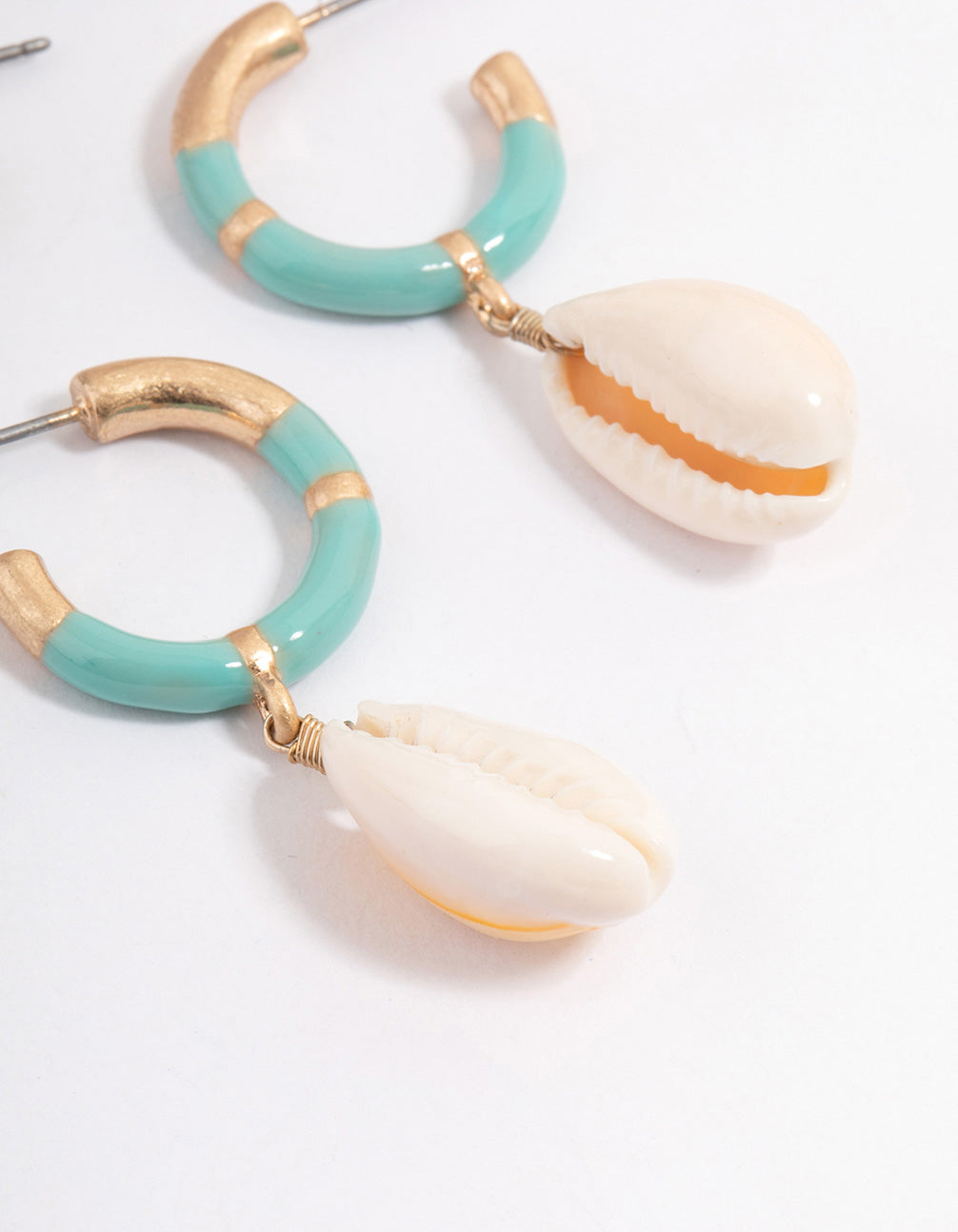 Gold Enamel Shell Hoop Earring Pack