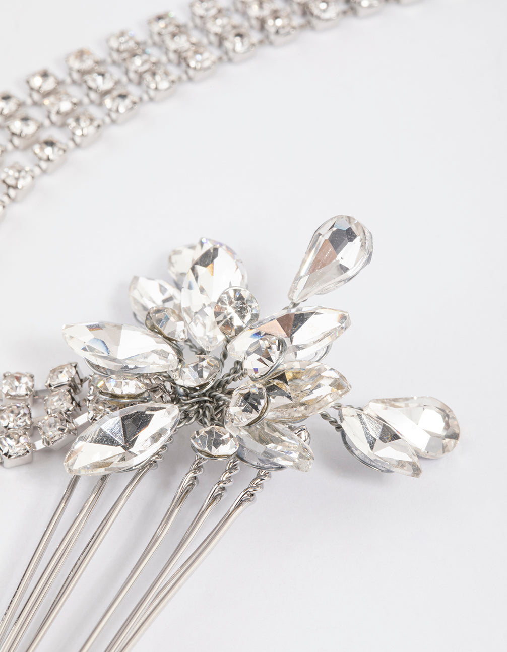 Silver Diamante Hair Drape