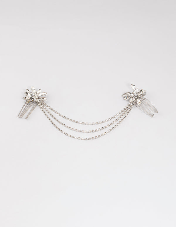 Silver Diamante Hair Drape