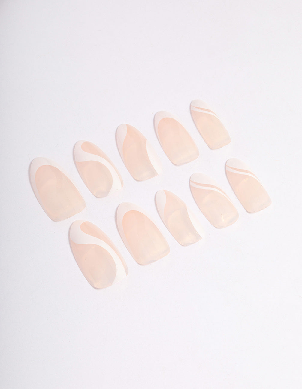 White Swirl Press On Nails