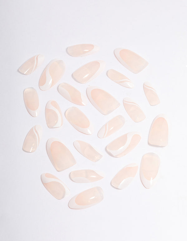 White Swirl Press On Nails