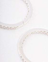 Silver Plated Brass  Cubic Zirconia Pave Huggie Hoop Earrings - link has visual effect only