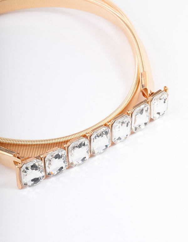 Gold Diamante Buckle Stretch Belt