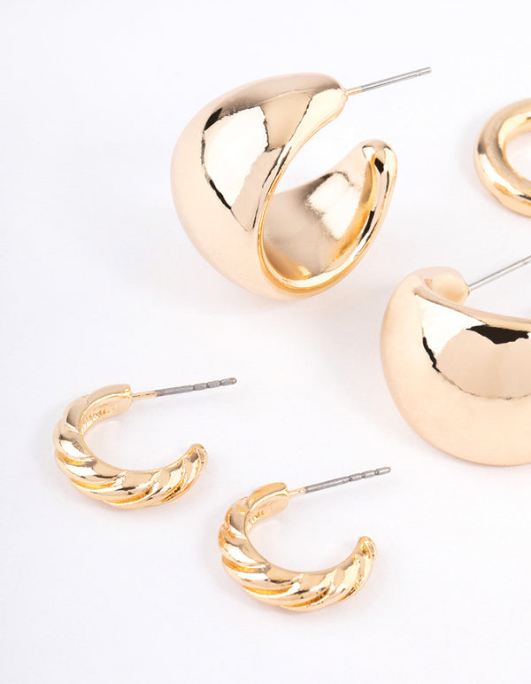 Gold Mixed Hoop Earring Pack