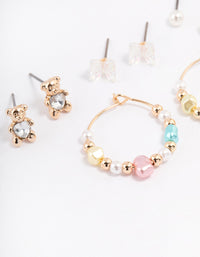 Gold Pastel Beaded Earrings 6-Pack - link has visual effect only