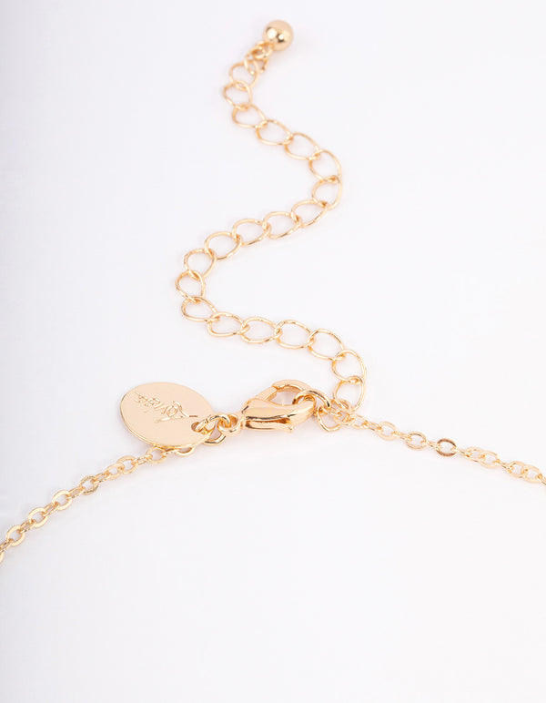 Gold Diamante Butterfly Disc Necklace
