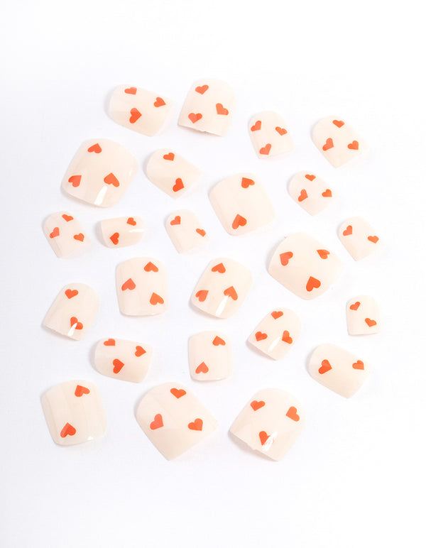 Tweens Red Heart Press On Nails