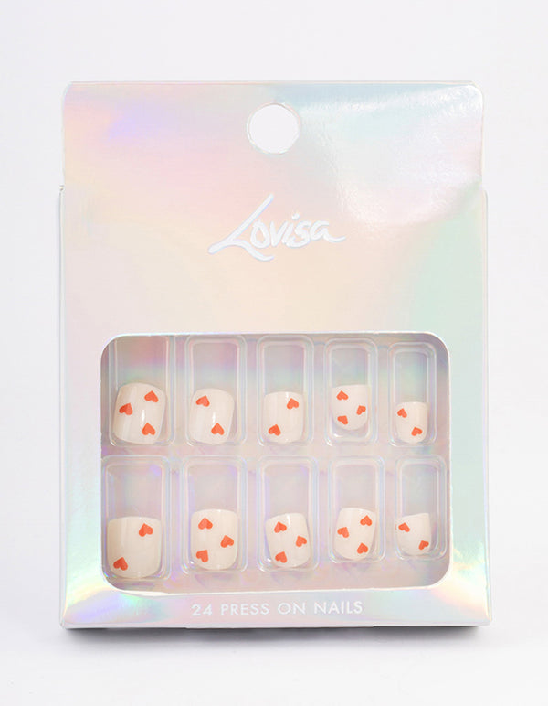 Tweens Red Heart Press On Nails