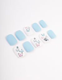 Tweens Blue & Butterfly Press On Nails - link has visual effect only