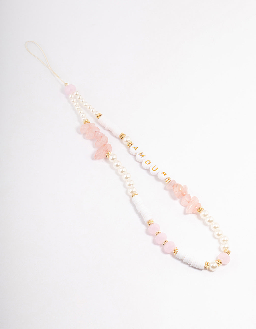Mixed Bead & Rose Quartz Phone Strap