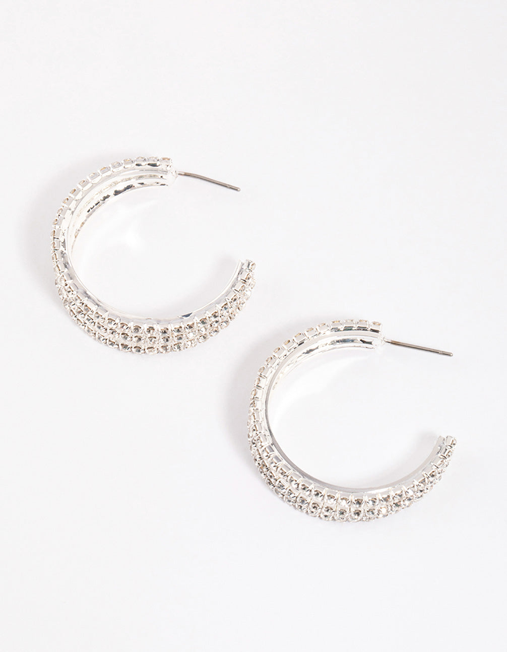 Silver Triple Illusion Mini Hoop Earrings