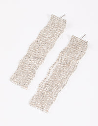 Silver Diamante Wave Statement Drop Earrings - link has visual effect only