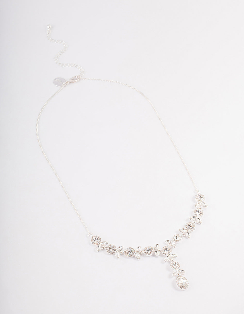 Silver Diamante Flower Y-Necklace