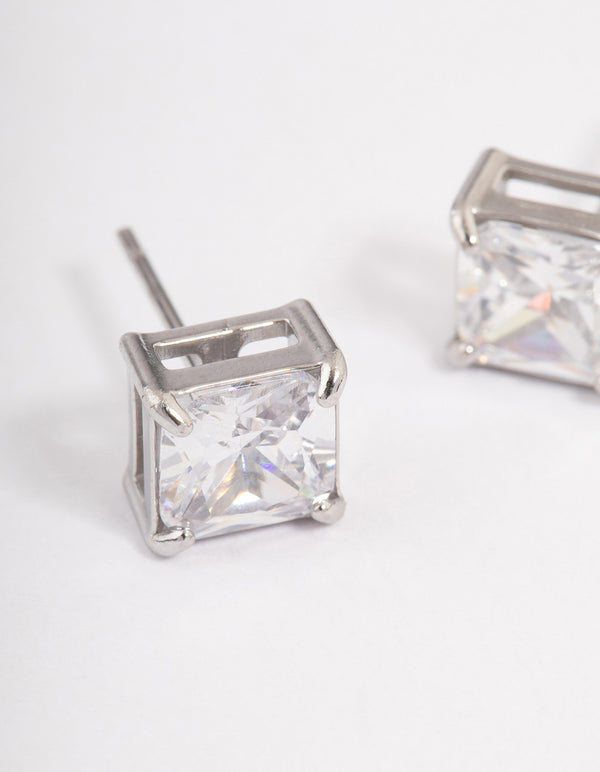 Surgical Steel Cubic Zirconia Cube Stud Earrings