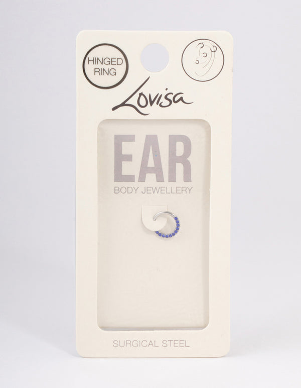 Surgical Steel Crystal Clicker Ring 7mm