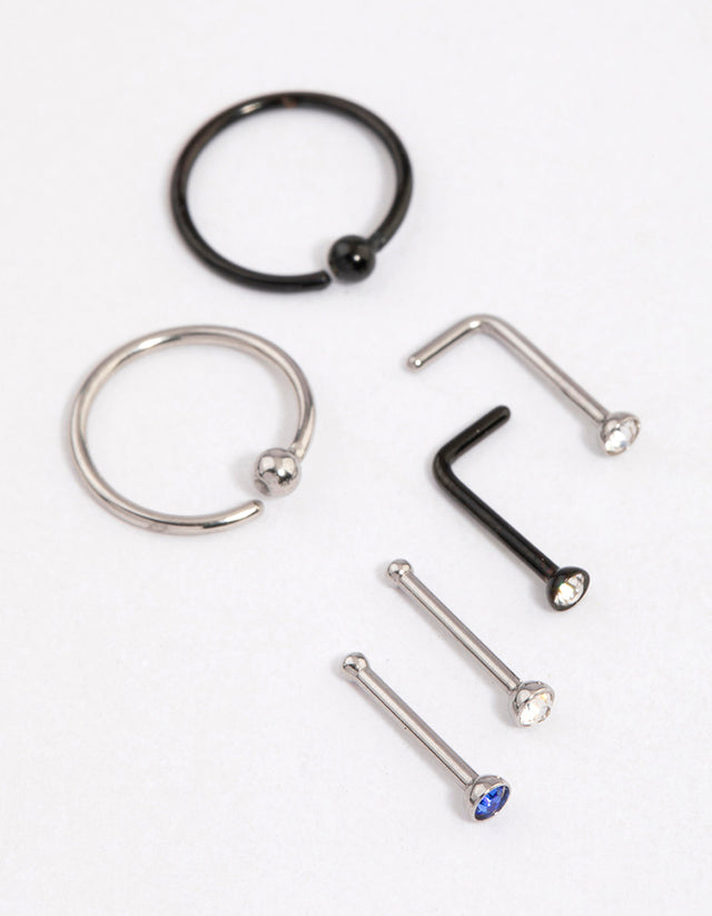 Surgical Steel Bezel & Ring Nose 6Pack Lovisa