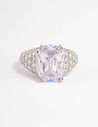 Silver Cubic Zirconia Luxe Rectangle Ring - link has visual effect only