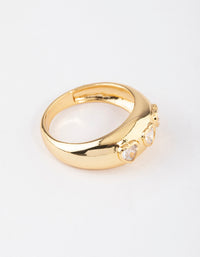 Gold Plated Triple Heart Cubic Zirconia Ring - link has visual effect only