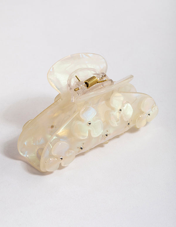 Acrylic Flower Diamante Hair Claw Clip