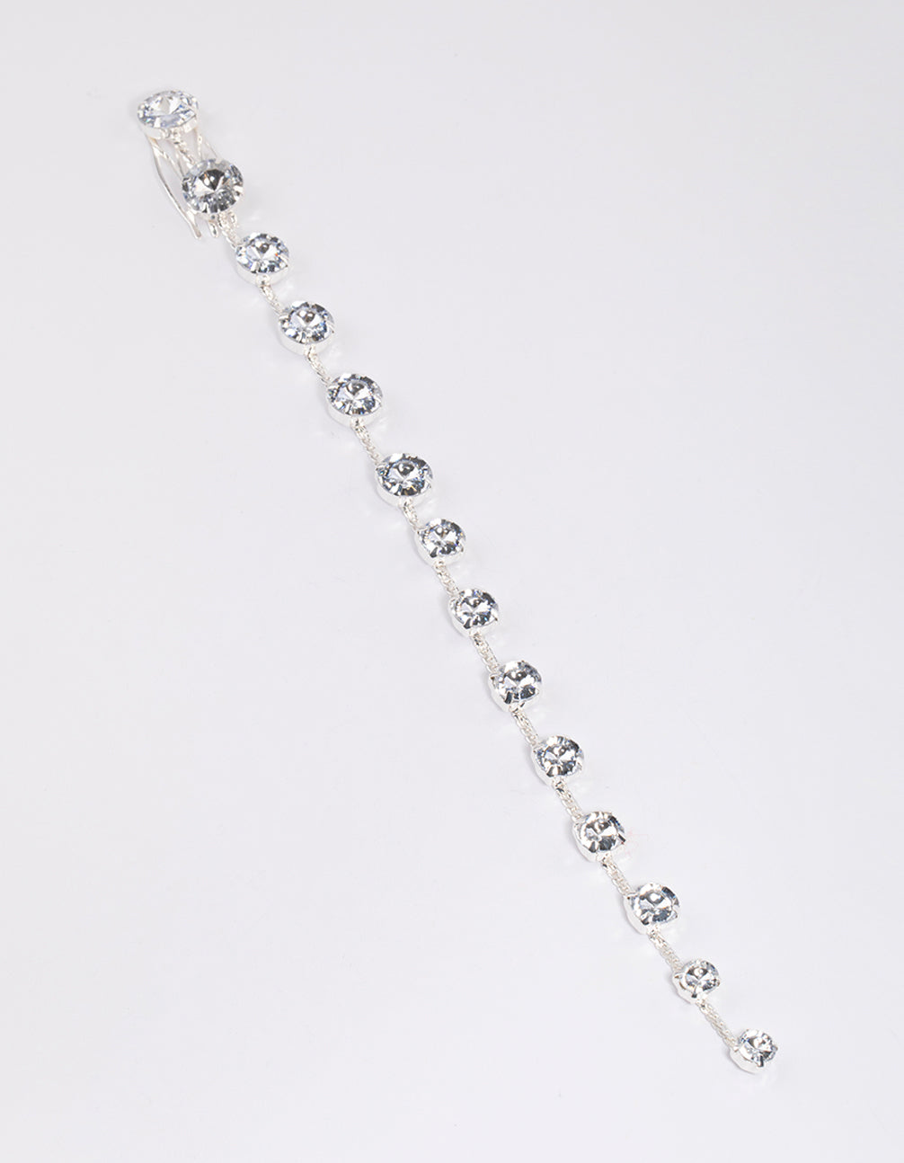 Silver Round Crystal Hair Clip