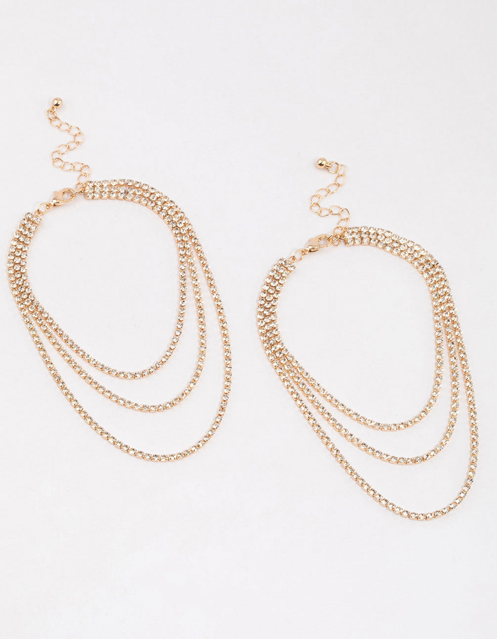 Gold Diamante Drape Anklet