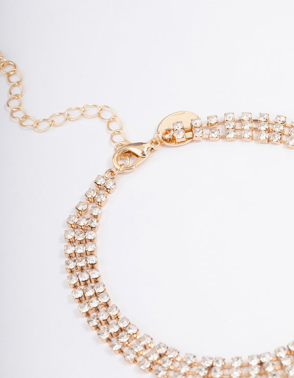 Gold Diamante Cupchain Thin Anklet