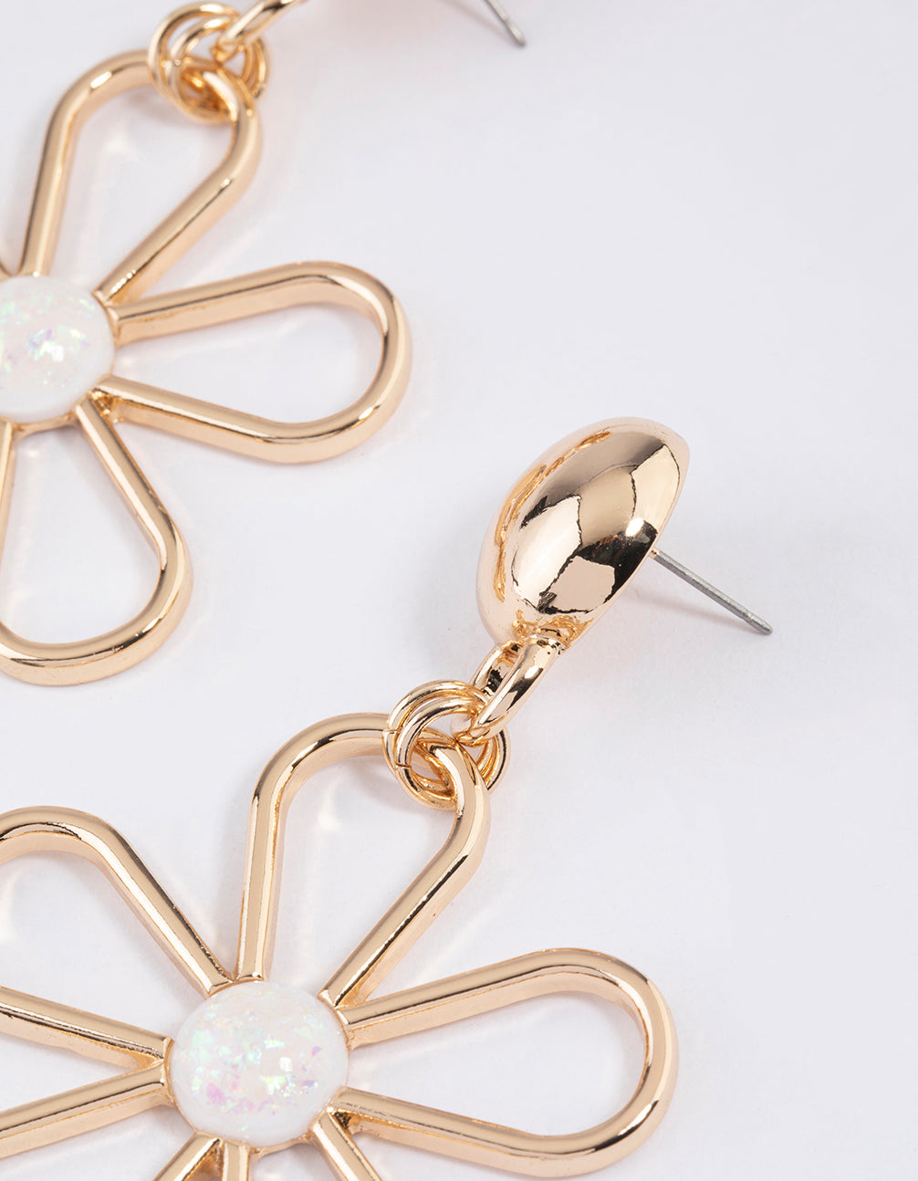 Gold Oversized Flower Drop Earrings