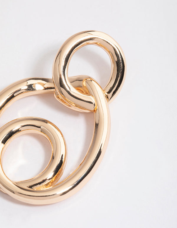 Gold Swirl Statement Earrings
