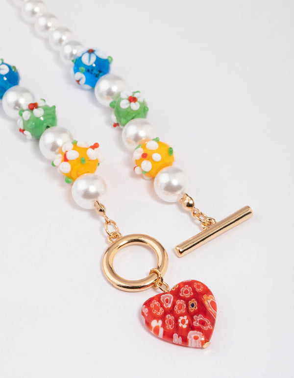 Gold Togge Clasp Heart Necklace