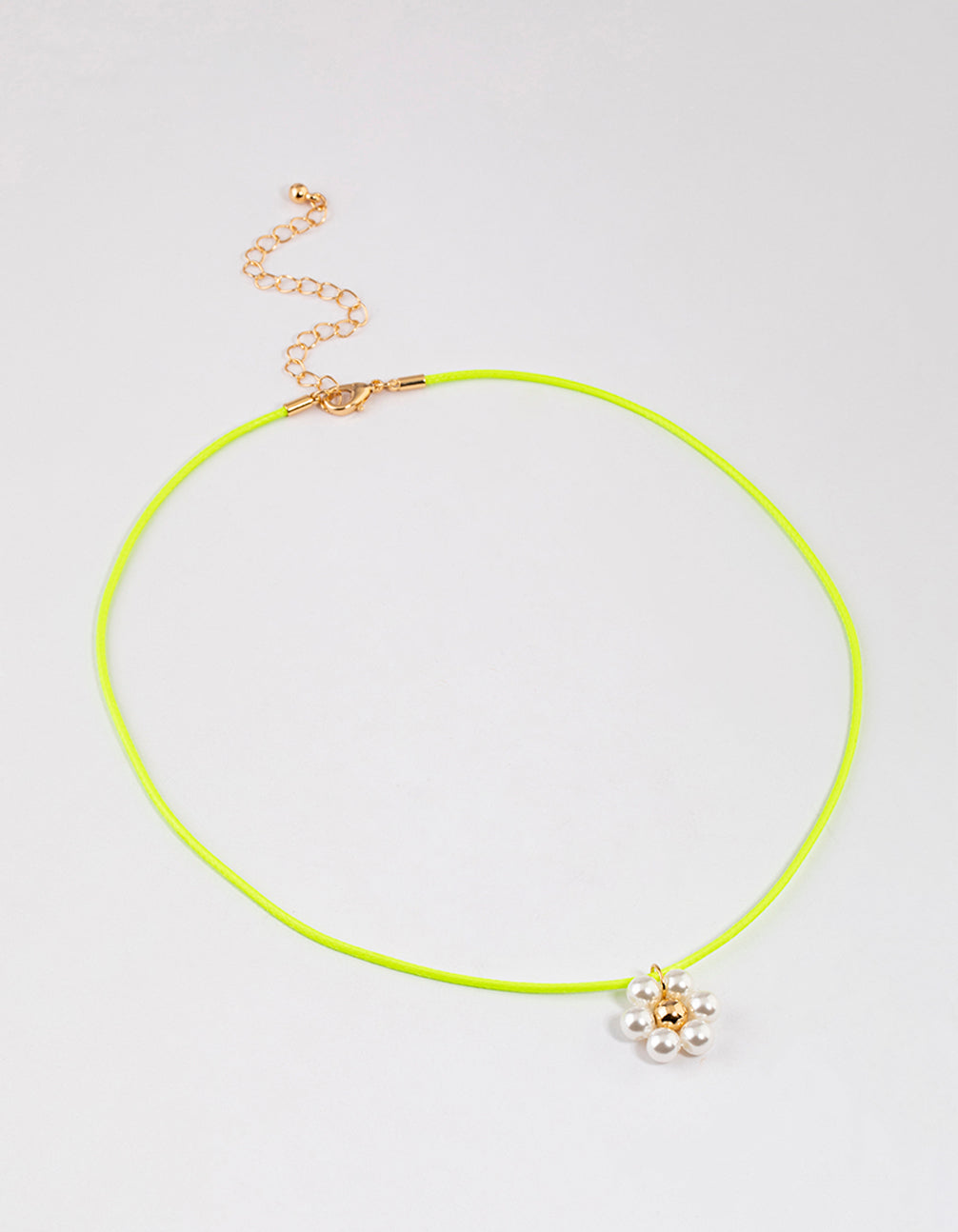 Green Fabric Cord Flower Charm Choker