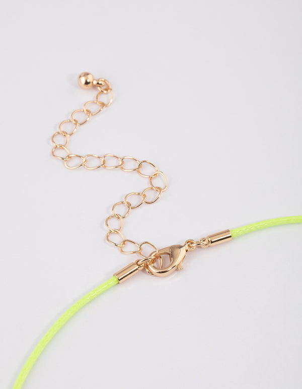 Green Fabric Cord Flower Charm Choker