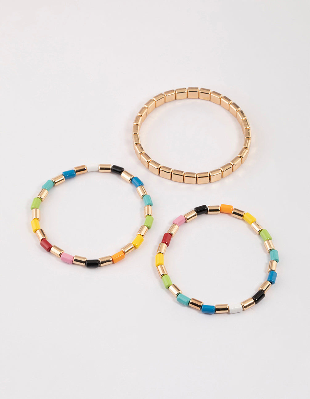 Gold Multi Beaded Stretch Bracelet
