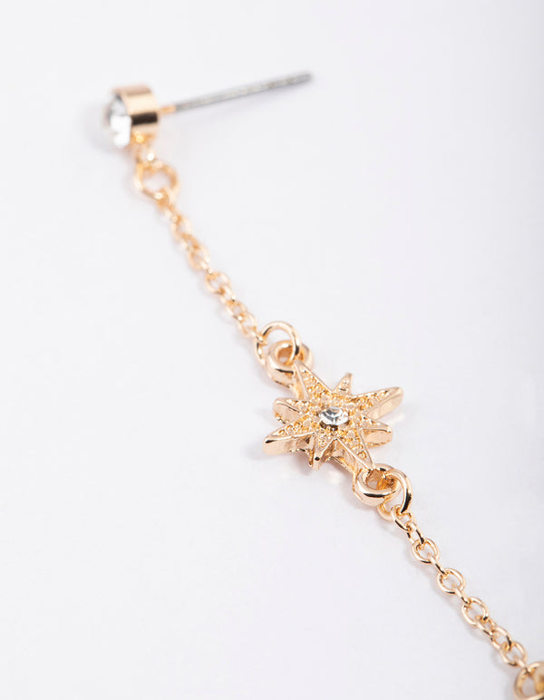 Gold Rose Quartz Cluster Drop Earrings