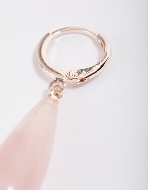 Rose Quartz Organic Triangle Hoop Earrings