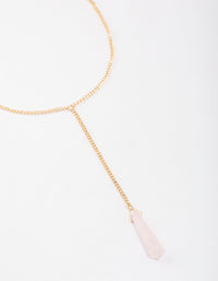 Gold Rose Quartz Long Necklace - link has visual effect only