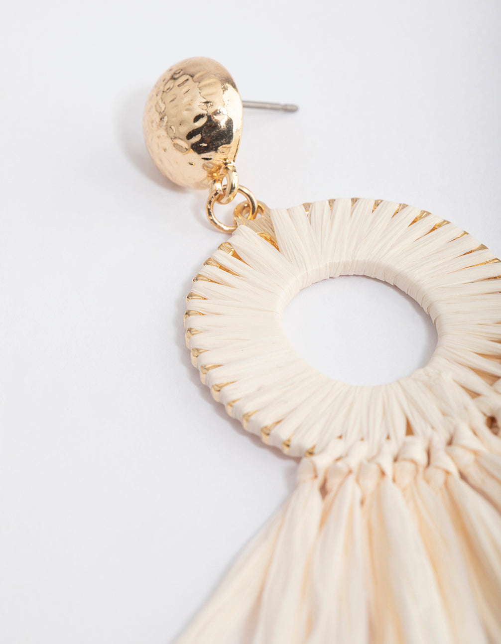 Gold Oval Fan Drop Earrings