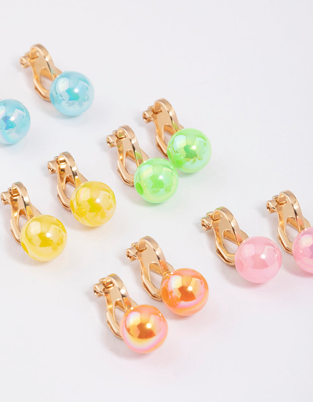 Gold Gumball Clip On Earrings 5-Pack