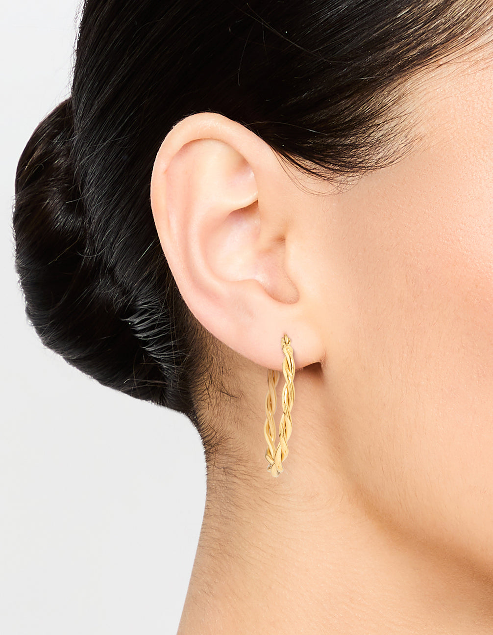 Waterproof Gold Plated Stainless Steel Medium Thin Twisted Hoop Earrings