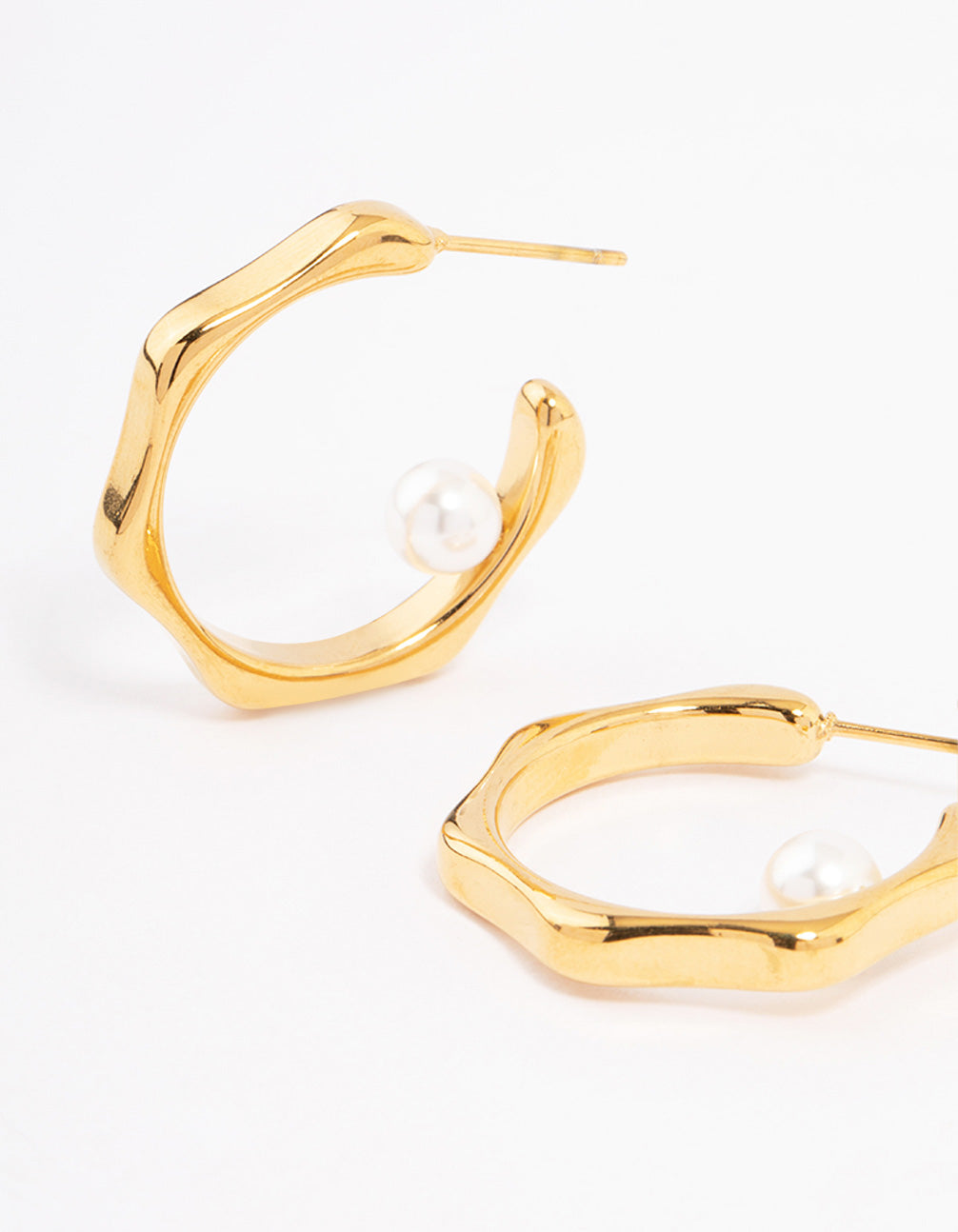 Waterproof Gold Plated Stainless Steel Pearl Hoop Earrings