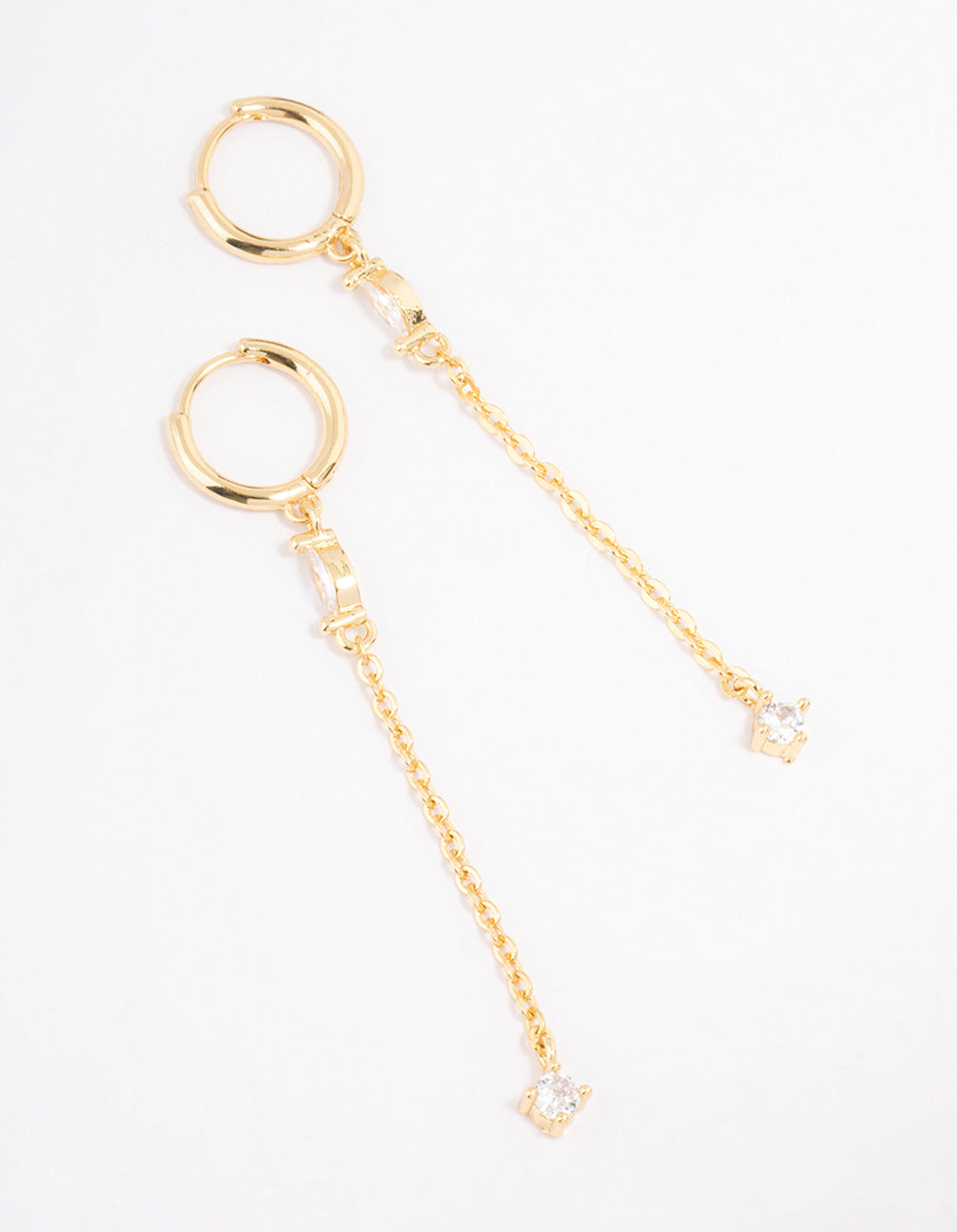 Waterproof Gold Plated Stainless Steel Double Stone Drop Earrings