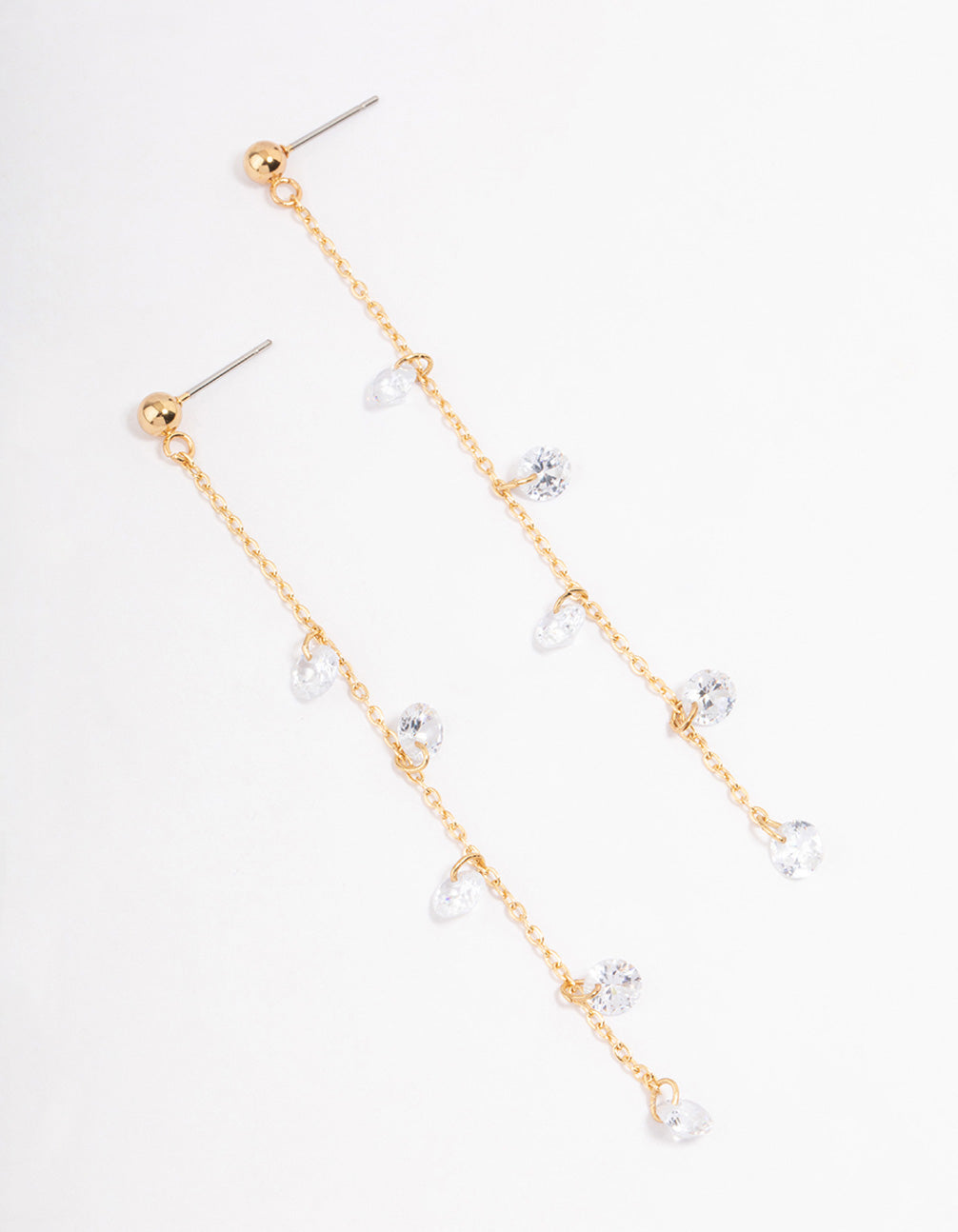 Waterproof Gold Plated Stainless Steel Cubic Zirconia Droplet Drop Earrings